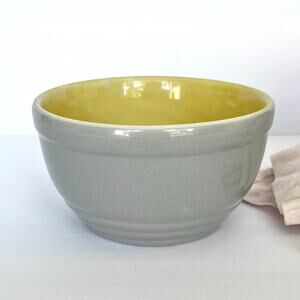 Vintage GE Refrigerator Stoneware Bowl Gray Exterior Yellow Interior Hall China